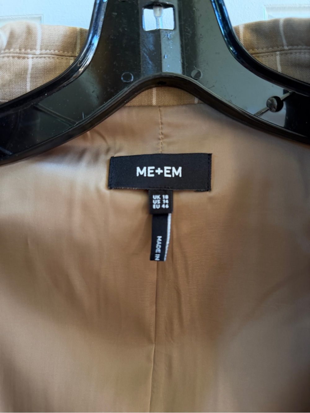 ME+EM Taupe Pinstripe Blazer - Single-Button Tailored Jacket - Picture 2 of 2